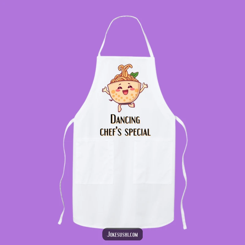 Funny Ramen Apron - Cheerful Dancing Character Kitchen Wear