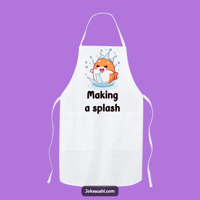 Funny Salmon Nigiri Splash Apron: Cook with Joyful Splashes!