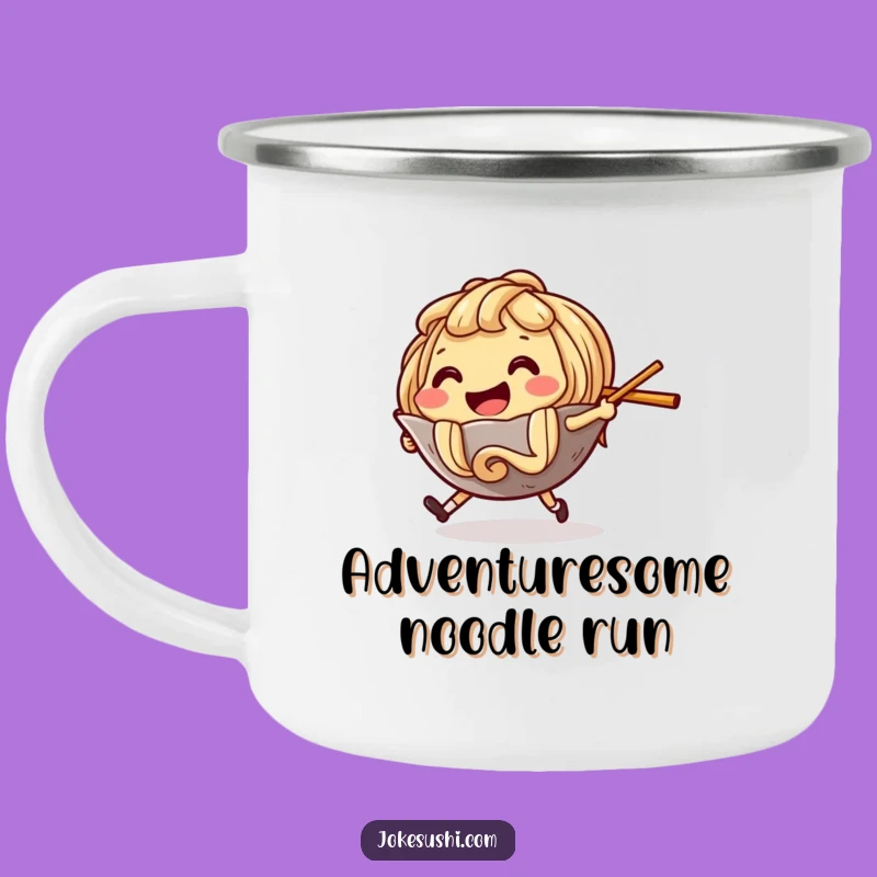 Adventure-Ready Funny Ramen Noodle Camping Mug: Chase Your Brew