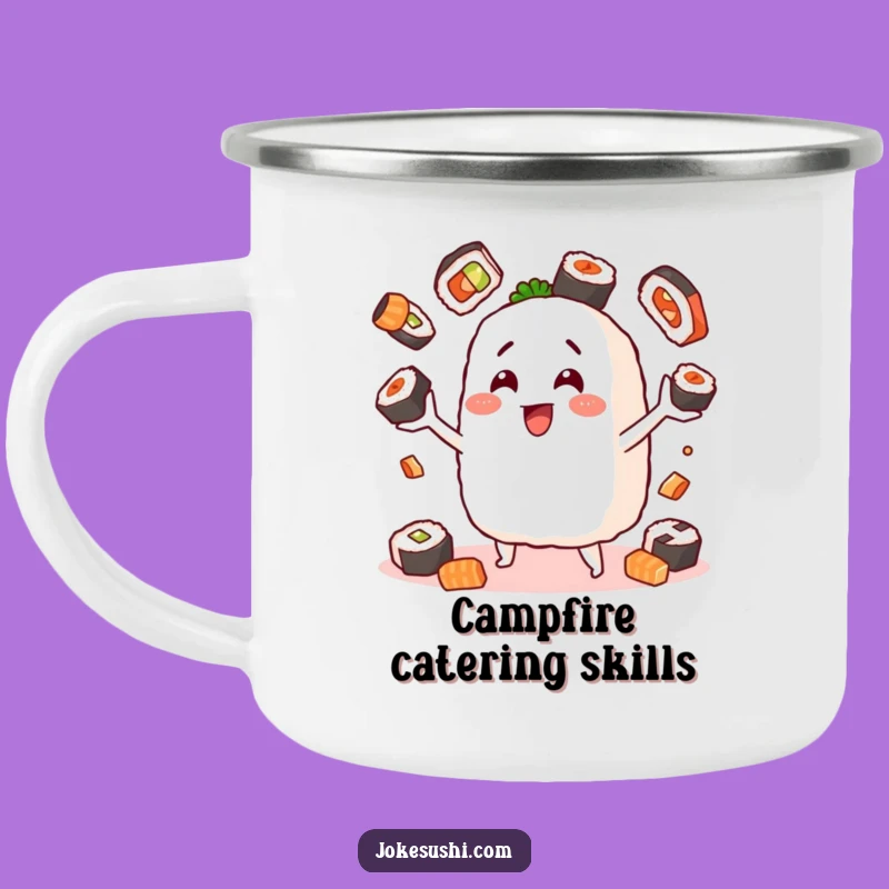 Funny Camping Mug: Onigiri Juggling Sushi, Durable & Hilarious Outdoor Foodie Gift