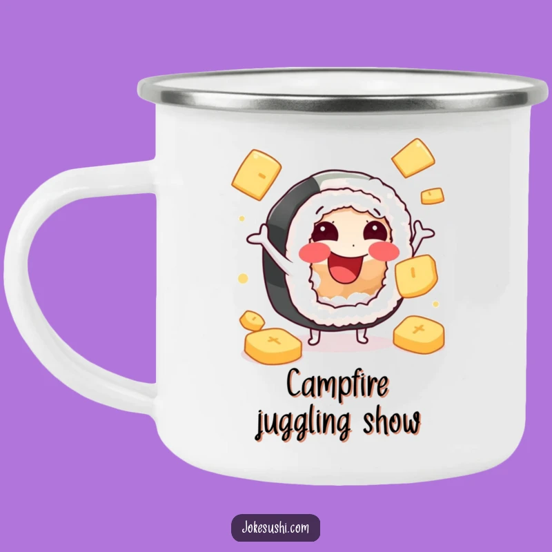 Funny Sushi Ginger Juggling Camping Mug: Durable & Hilarious Japanese Drinkware Gift