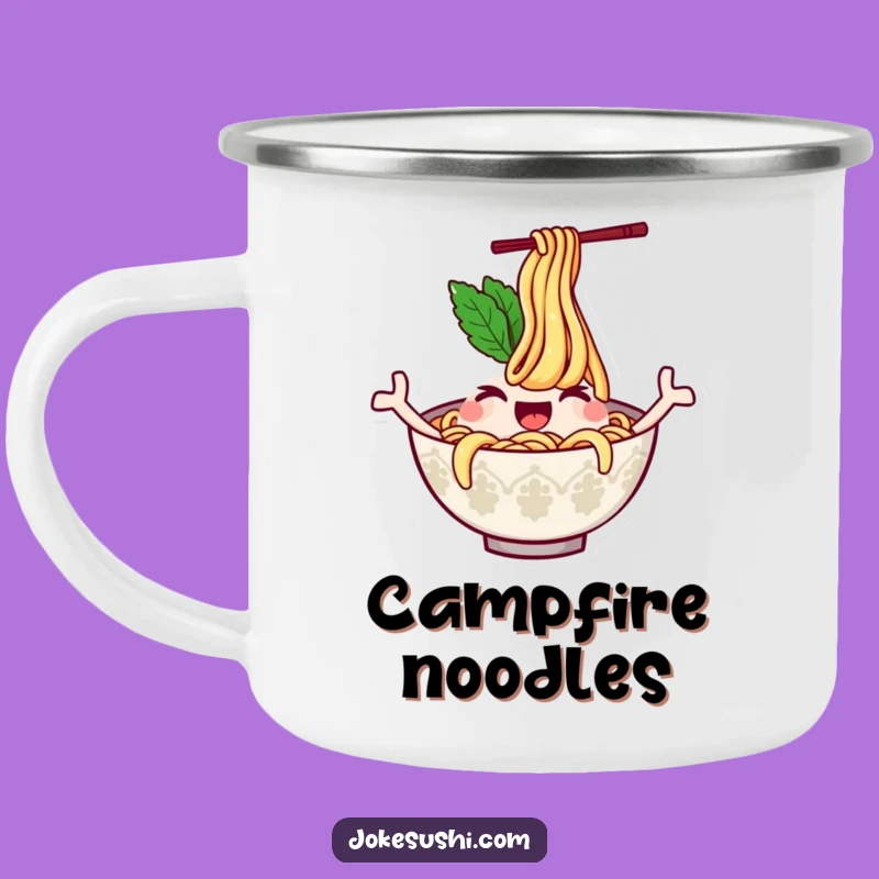 Funny Ramen Wink Camping Mug: Adventure Fuelled by Noodle Cheer!