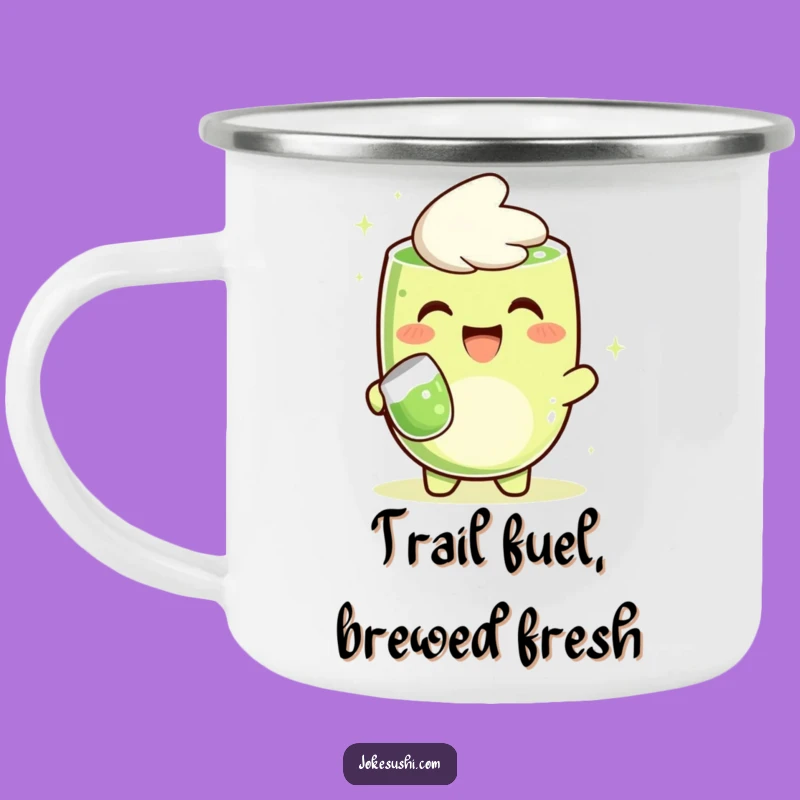 Funny Matcha Camping Mug: Cheerful Character Pouring Adventure, Perfect Gift!