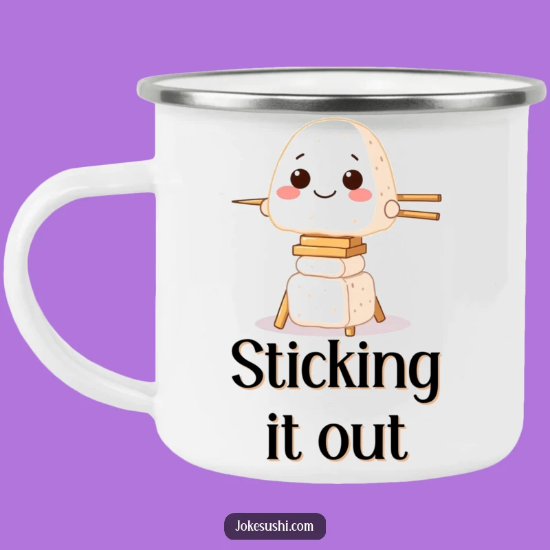Funny Onigiri Chopstick Tower Camping Mug - Outdoor Adventure Humor