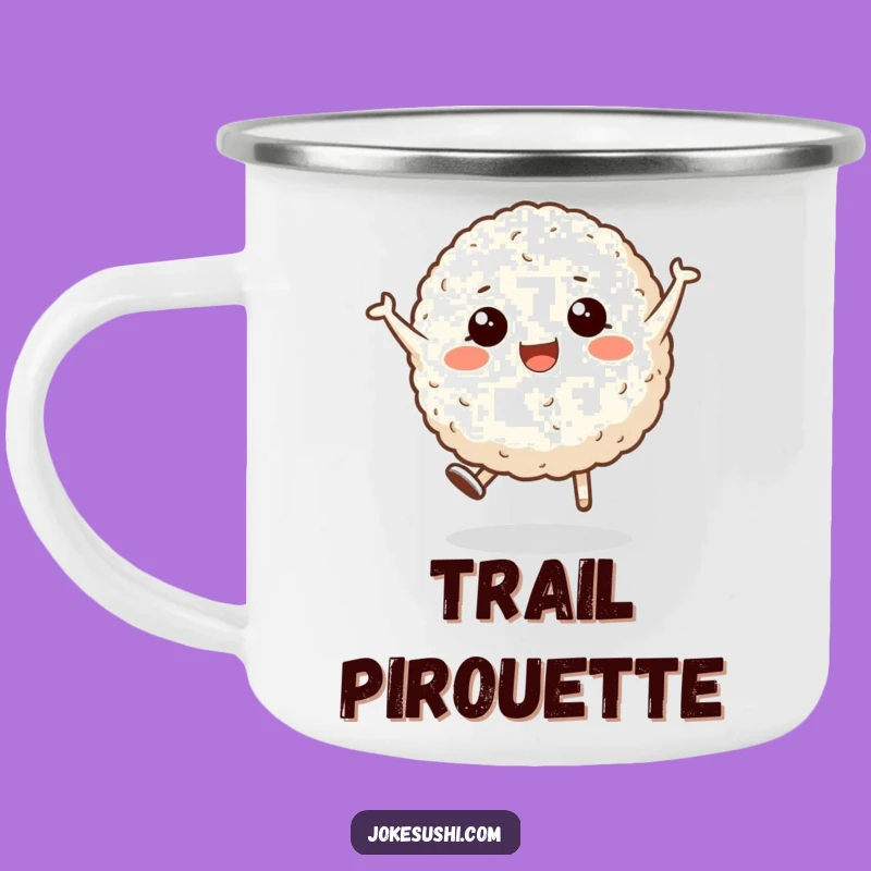 Funny Rice Ball Cartwheel Camping Mug: Adventure Fuelled by Hilarious Energy!