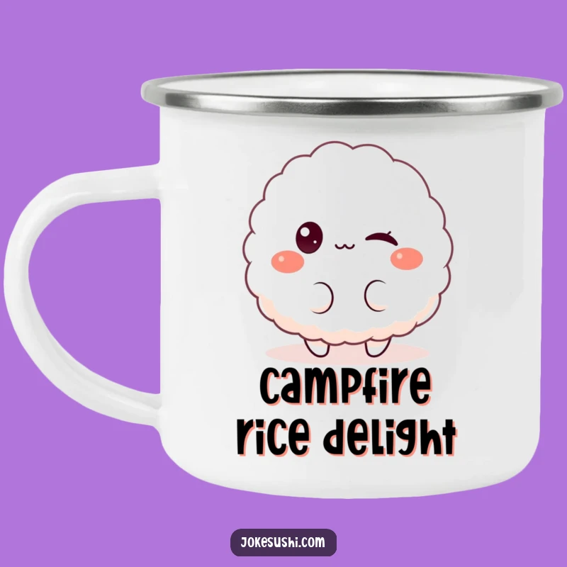 Funny Rice Ball Enamel Camping Mug: Your Humorous Travel Companion for Drinks