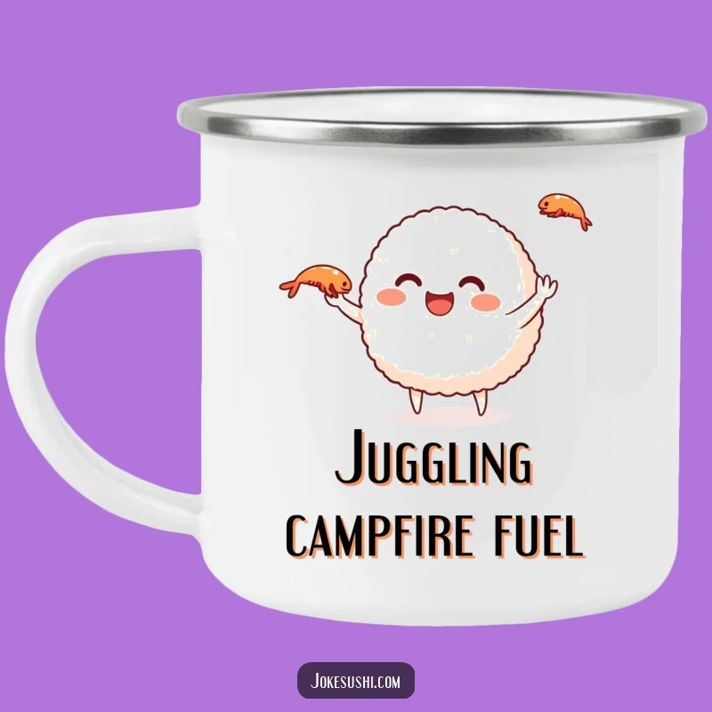 Funny Rice Ball Juggling Camping Mug: Fuel Your Adventures with Humor!