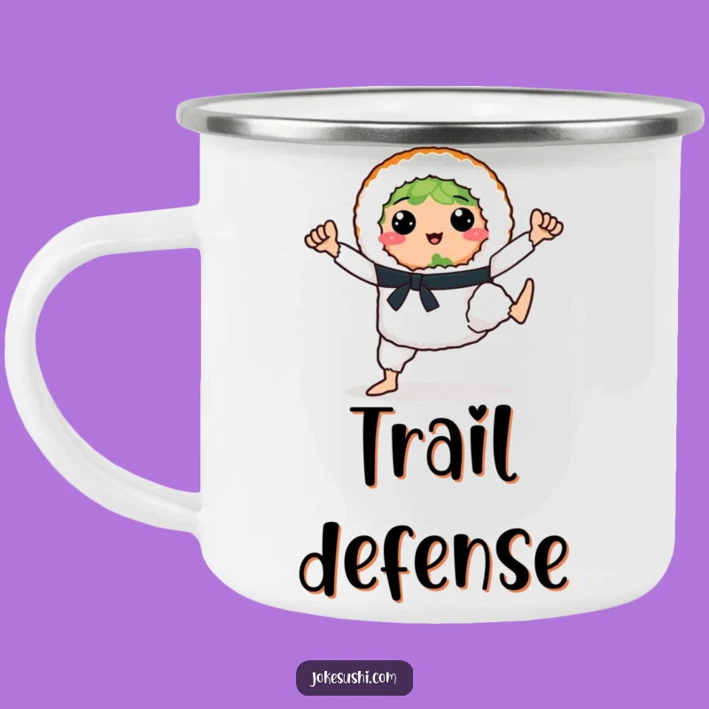 Funny Sushi Karate Enamel Camping Mug - Adventure Foodie Gift