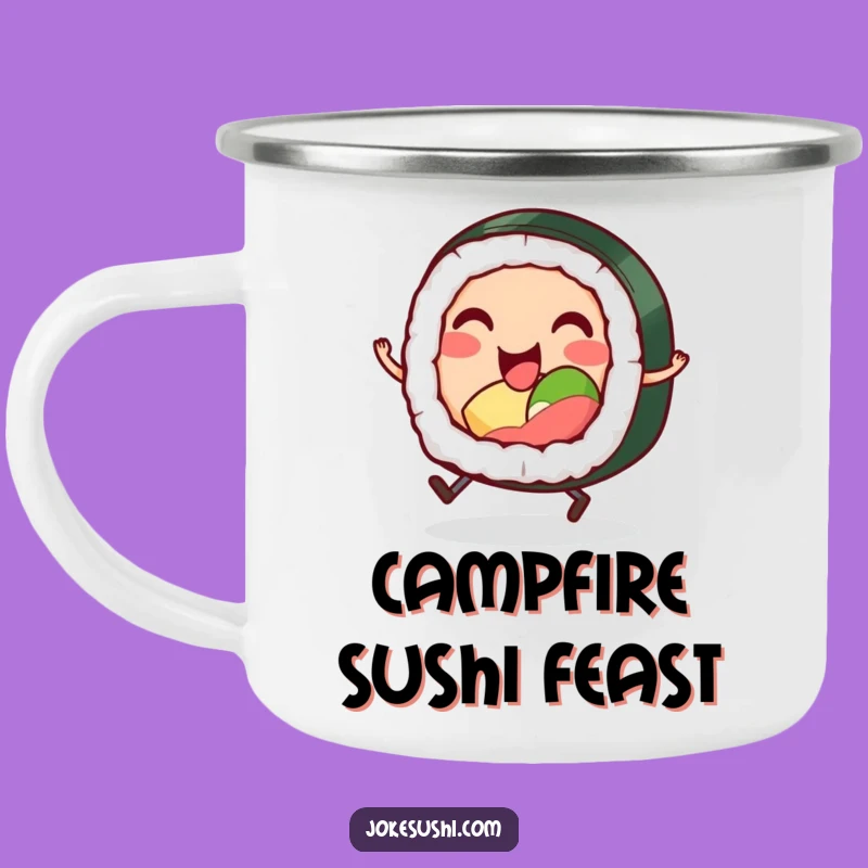 Funny Sushi Roll Enamel Camping Mug: Your Humorous Travel Companion for Meals