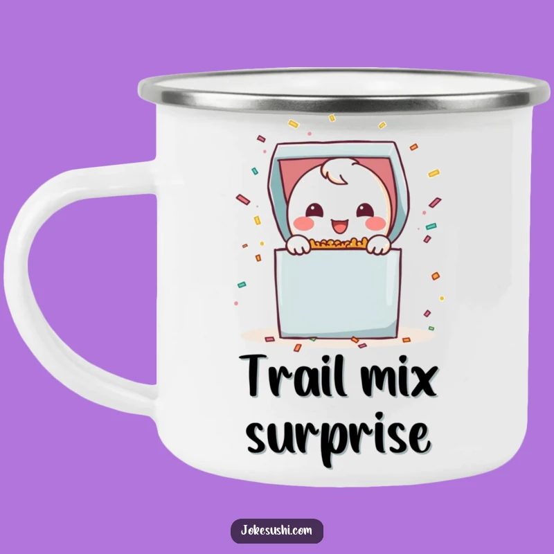 Funny Bento Box Confetti Camping Mug: Festive Outdoor Character, Hilarious Gift