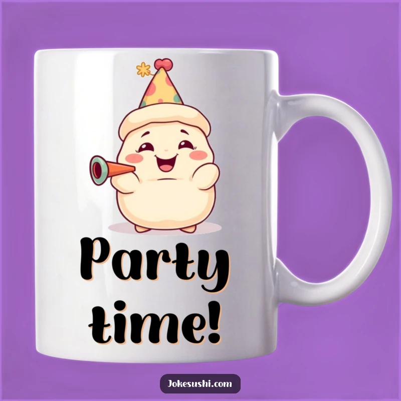 Funny Dumpling Party Mug: Grinning Character, Perfect Celebration Gift!