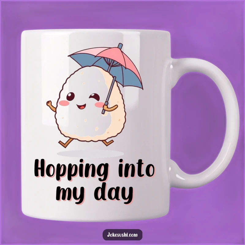 Funny Onigiri Mug - Adorable Rice Ball Character with Umbrella Gift