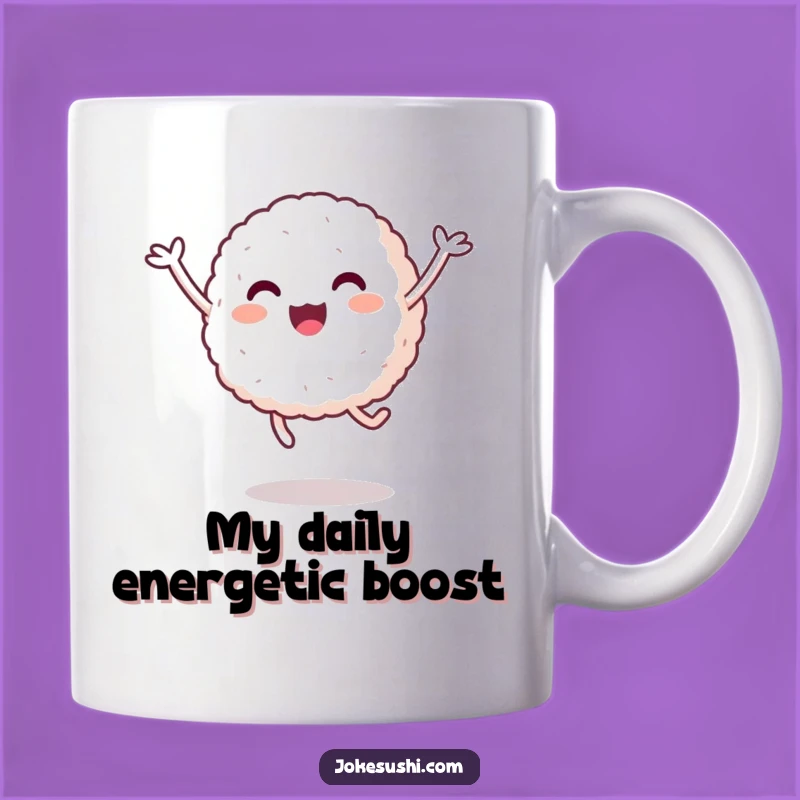Funny Rice Ball Jump Mug: Happy Character's Energy - Perfect 'Funny Gift'