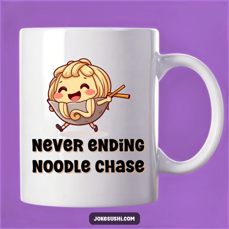 Funny Ramen Noodle Chase Mug: A Playful Mealtime Gift for Noodle Lovers