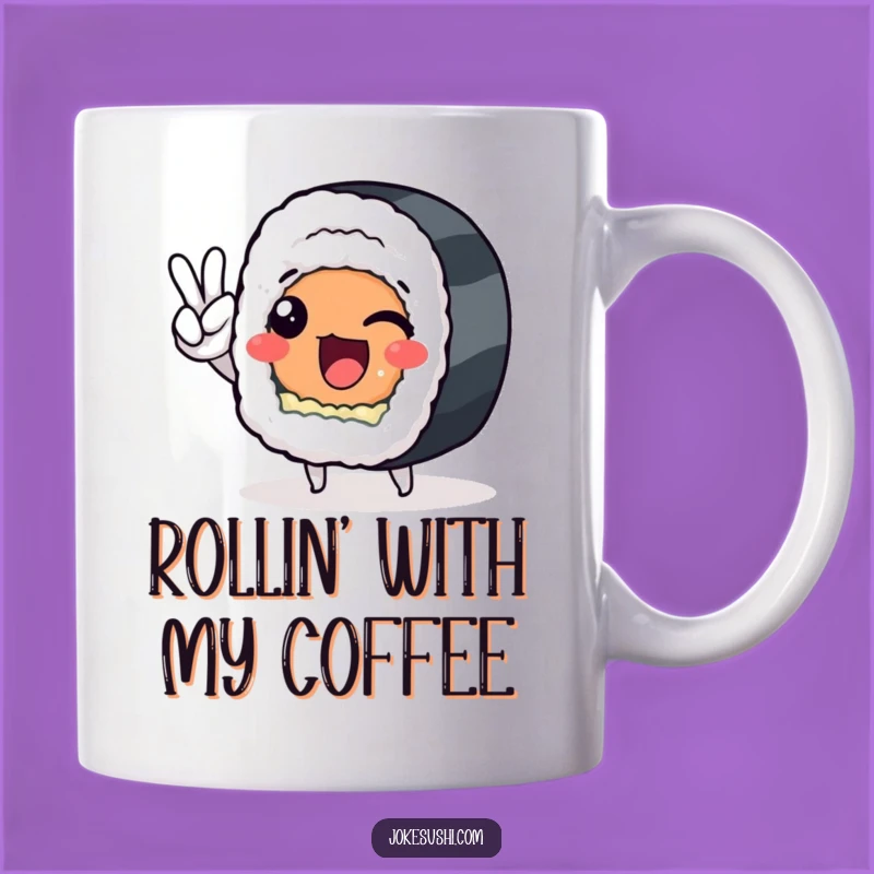 Funny Sushi Roll Peace Sign Mug: A Cheerful & Hilarious Gift for Foodies