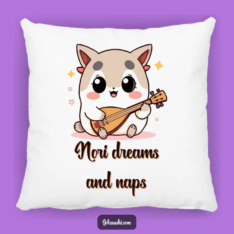 Funny Nori Shamisen Pillow: Soft Big-Eyed Musician, Cozy Funny Gift