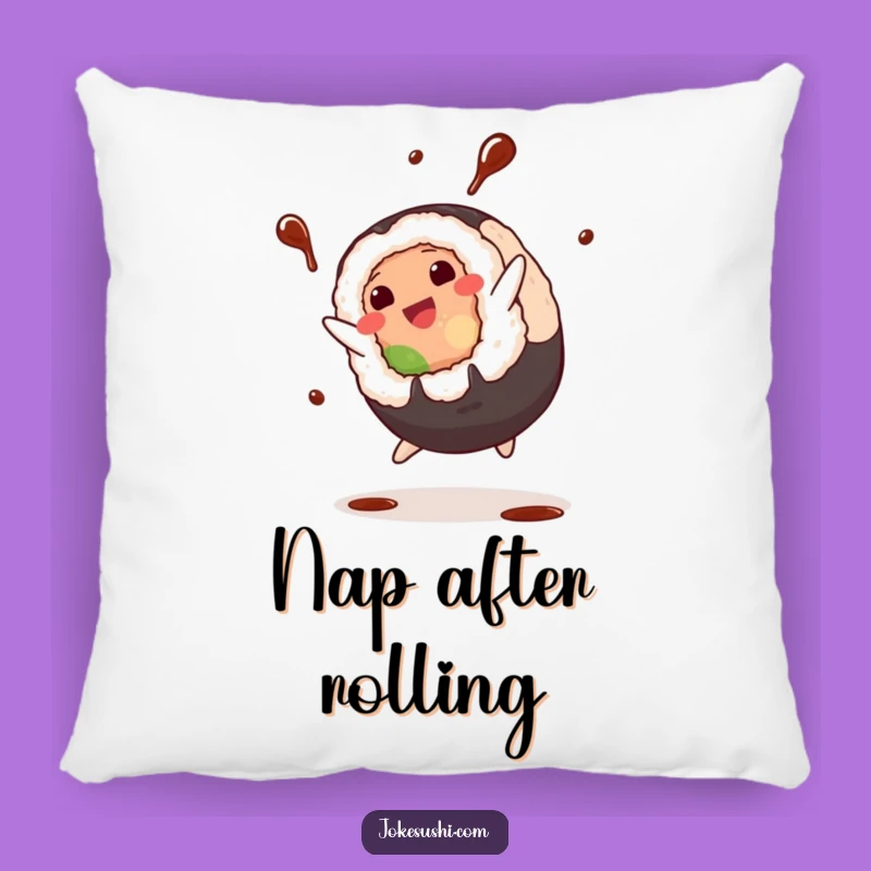 Funny Sushi Cartwheel Pillow: Cozy Roll Action, Soy Sauce Splash, Ideal Funny Gift