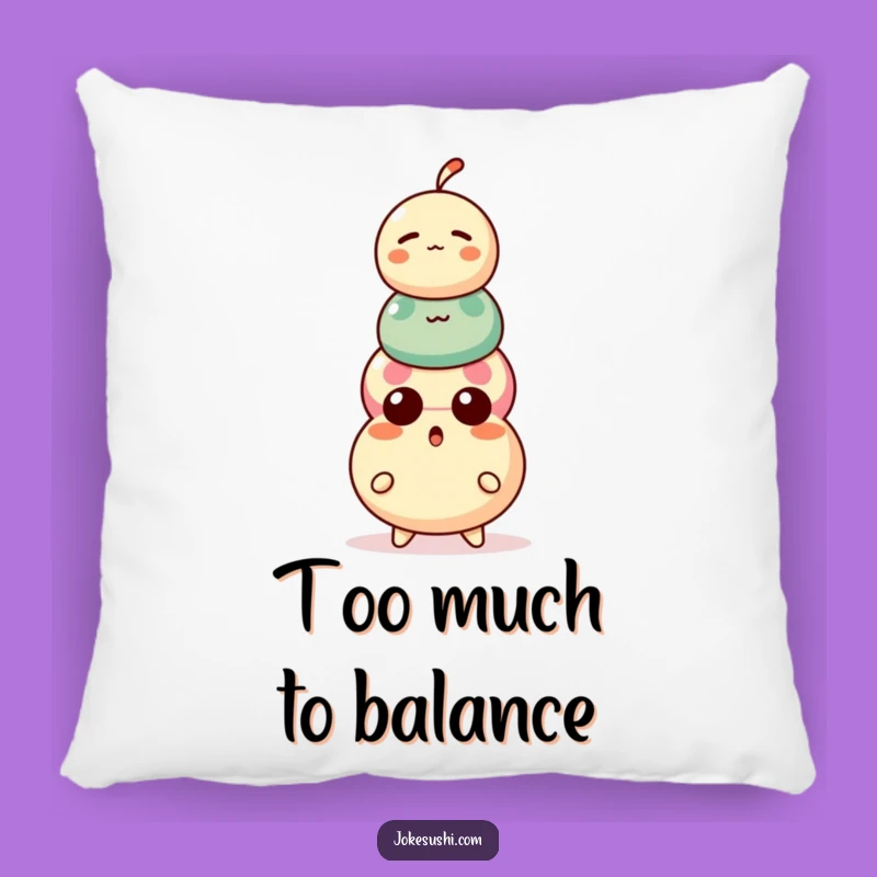 Funny Dango Pillow: Surprised Character's Precarious Stack, Cozy Gift!