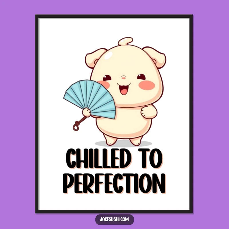 Funny Dumpling Fan Digital Art: Cute Cheerful Character, Instant Download Gift