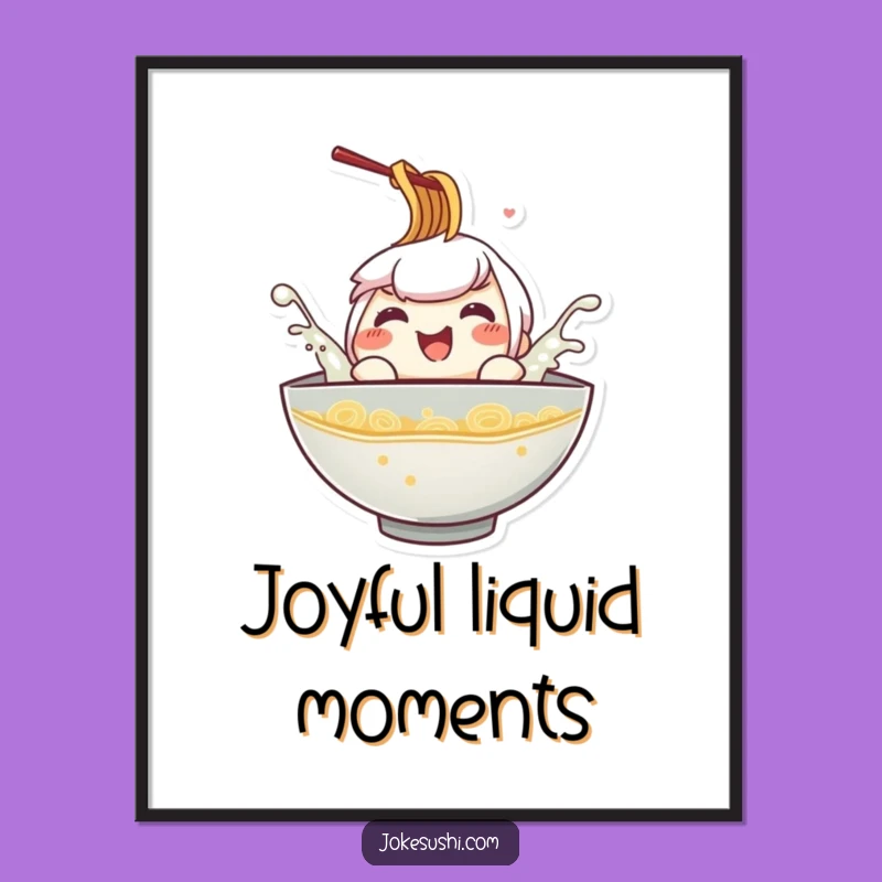 Funny Ramen Splash Digital Print: Instant Joy for Your Walls
