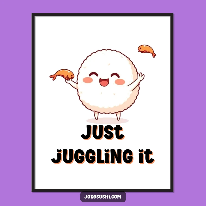 Funny Rice Ball Juggling Digital Art: Instant Joy for Your Walls!