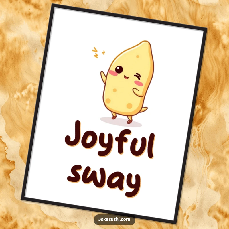 Funny Tamagoyaki character doing a silly dance, presented as digital art for instant, humorous decor.