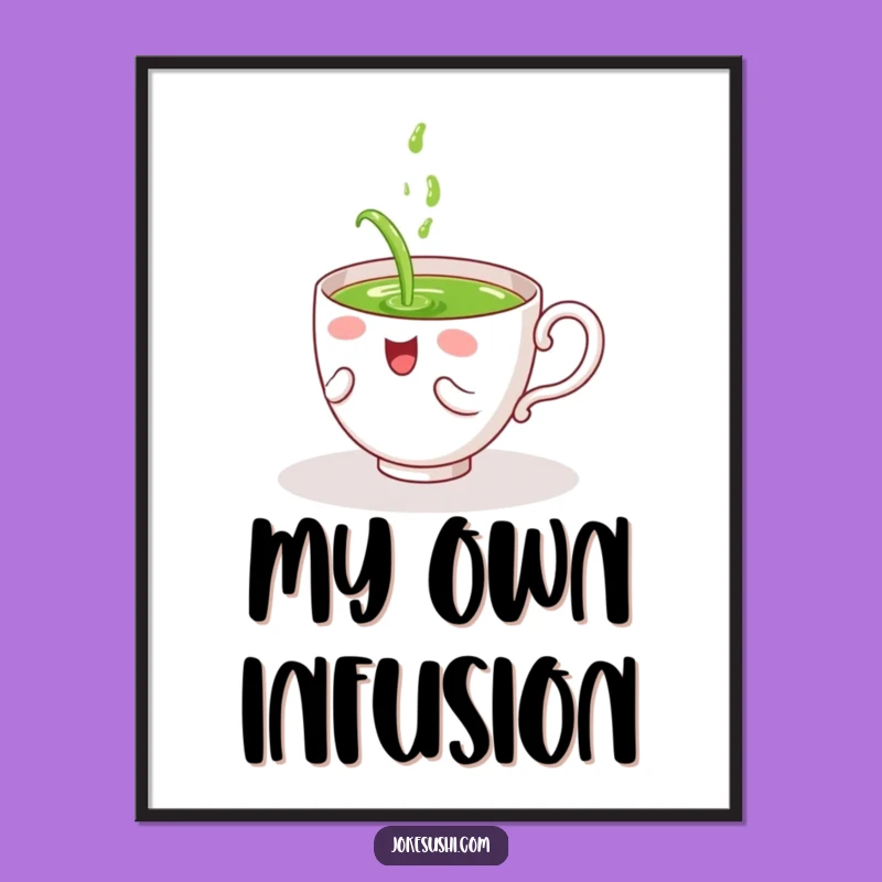 Funny Tea Cup Spill Digital Art: Hilarious Whimsical Decor Gift