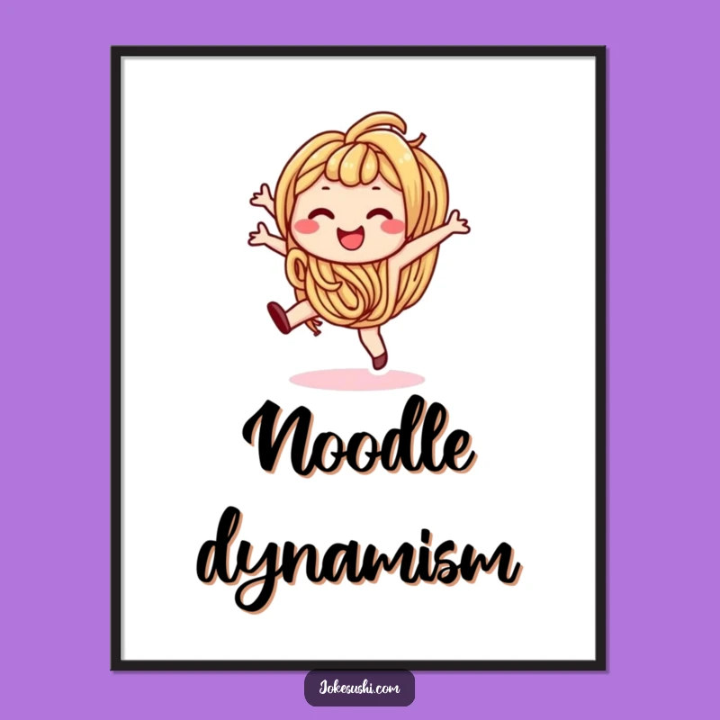 Funny Udon Noodle Cartwheel Digital Art: Cheerful Foodie Character, Instant Download Gift