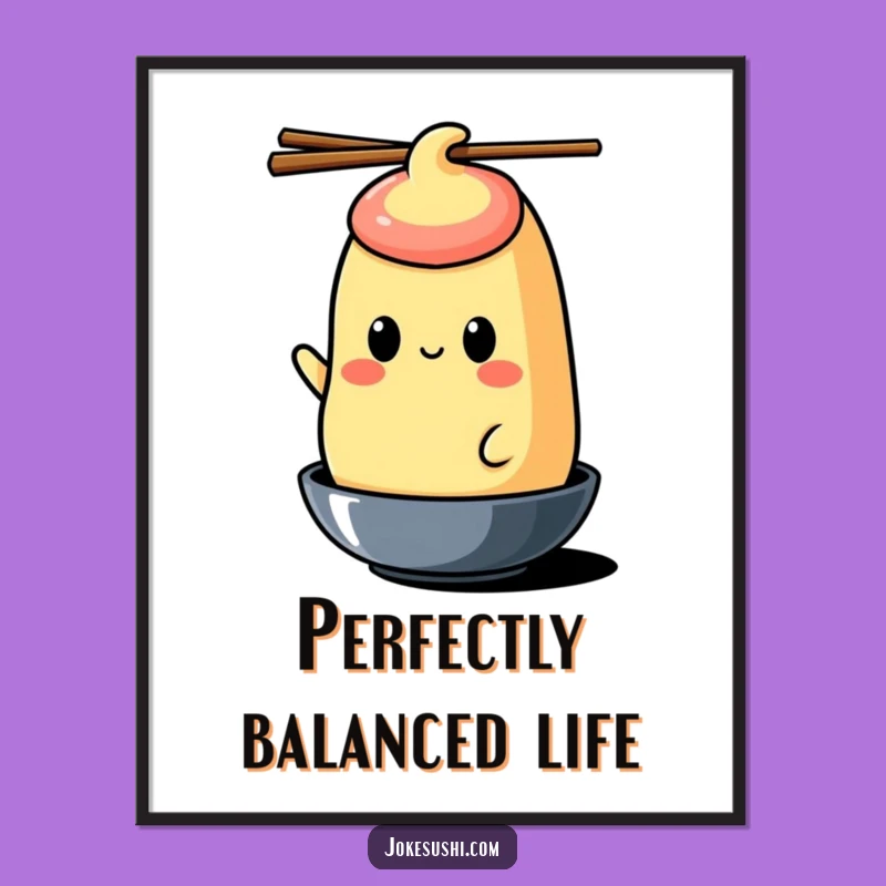 Funny Tamagoyaki Chopstick Digital Art: Instant Balance for Your Walls!