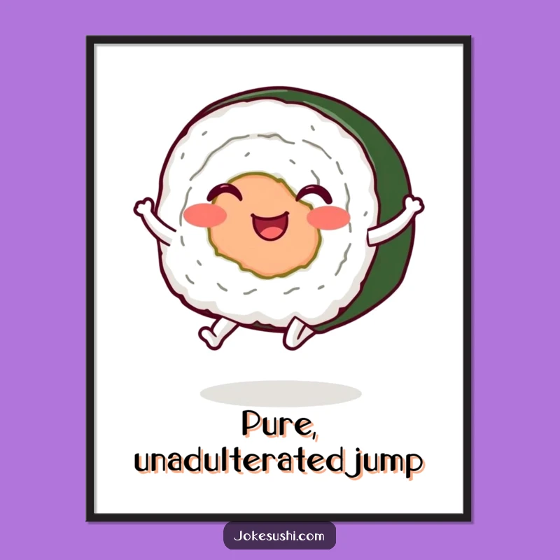 Funny Jumping Sushi Roll Digital Print: Instant Joy for Your Walls
