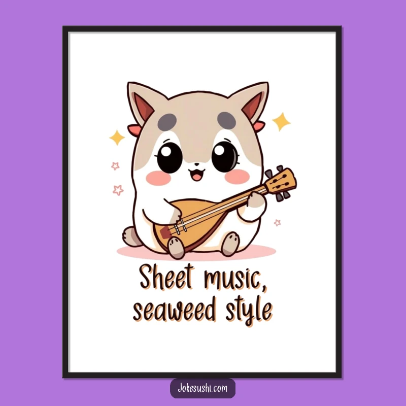 Funny Nori Shamisen Digital Art: Big-Eyed Musician, Instant Funny Gift