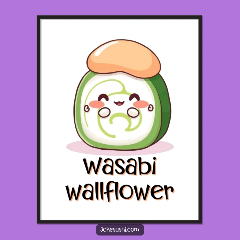 Funny Shy Cucumber Roll Digital Art: Instant Cute Surprise for Your Walls