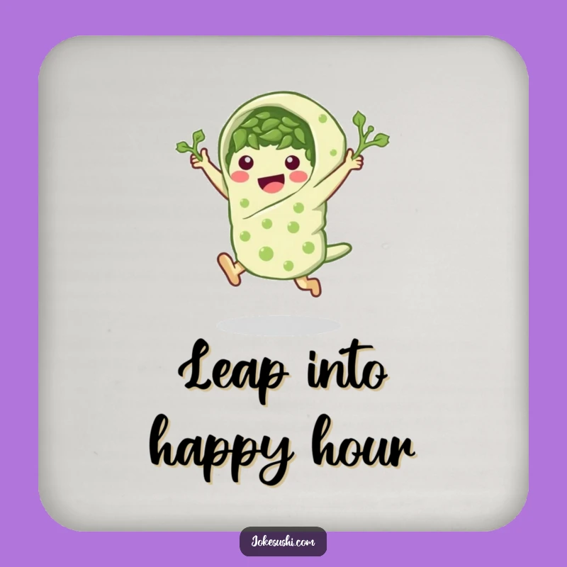Funny Seaweed Wrap Leap Drink Coaster: Protect Surfaces with Energy!