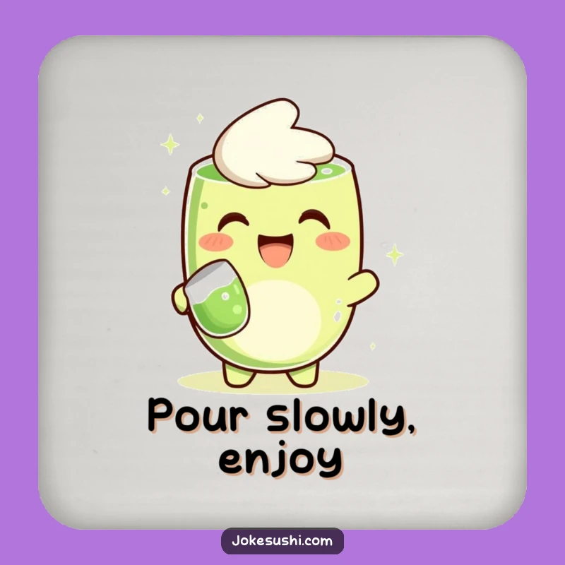 Funny Matcha Coaster: Grinning Character Pouring Protection, Perfect Gift!