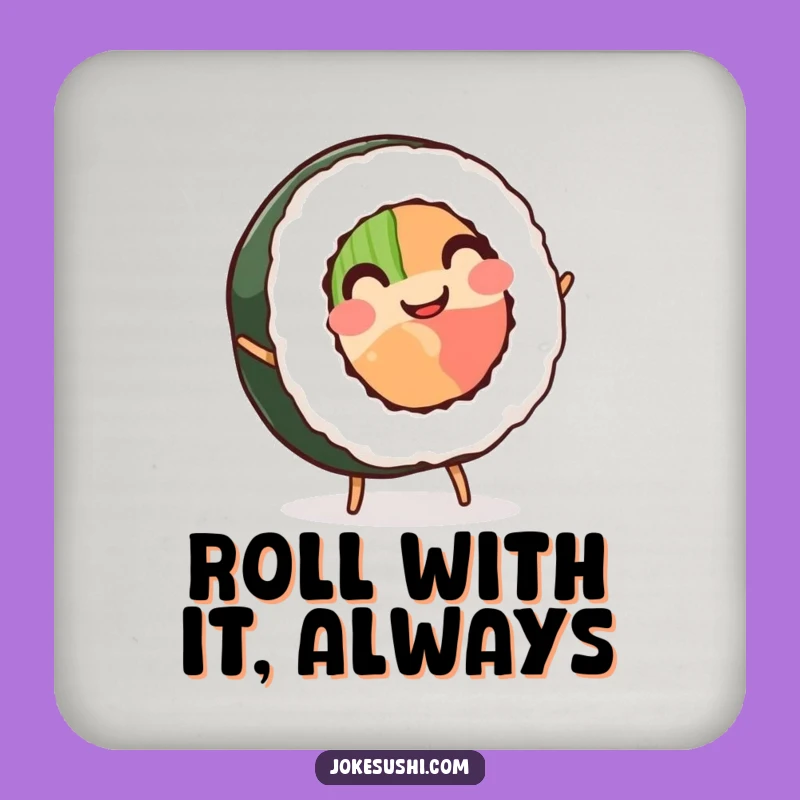 Funny Sushi Cartwheel Coaster: Smiling Sushi Fun - Perfect 'Funny Gift'
