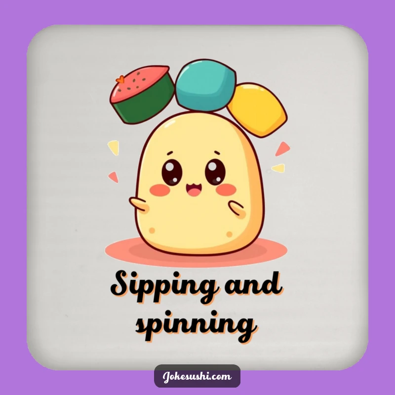 Funny Tamagoyaki Juggling Coaster: Cheerful Roe Art - Perfect 'Funny Gift'