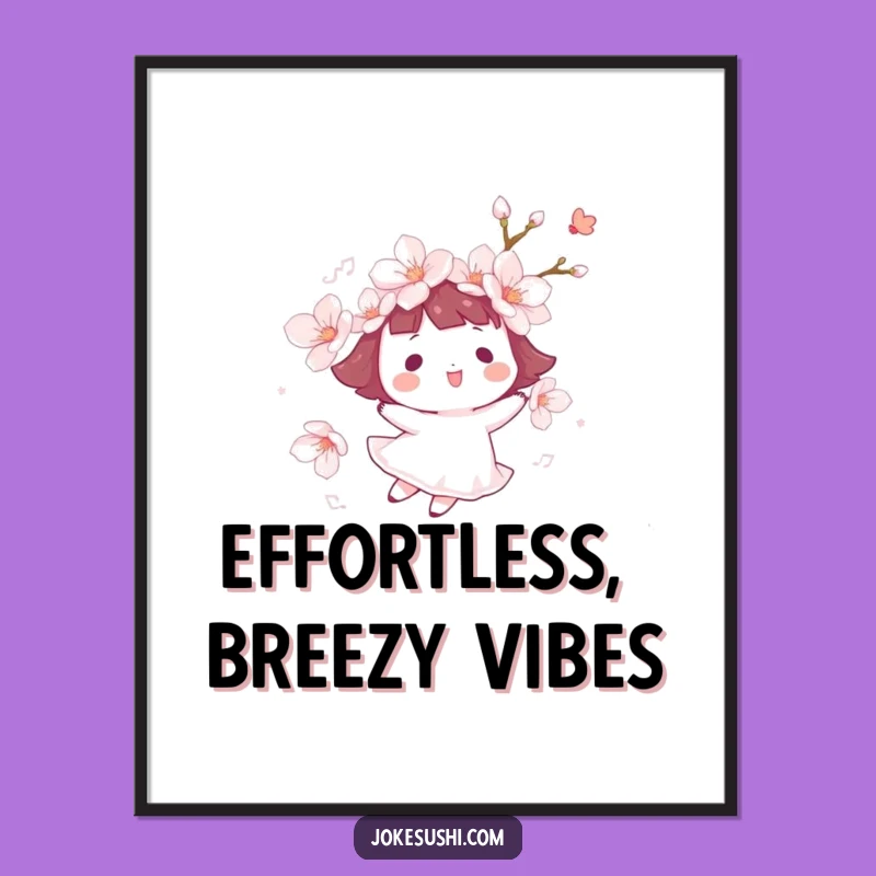 Funny Cherry Blossom Float Poster: Art That Whispers Calm