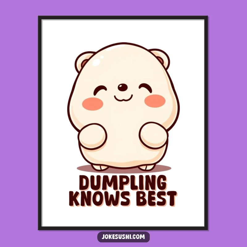 Funny Dumpling Peeking Poster - Adorable Kawaii Cartoon Wall Art for Kids Rooms