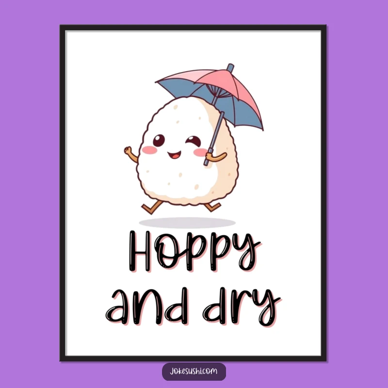 Funny Onigiri Poster - Whimsical Rice Ball Character Art