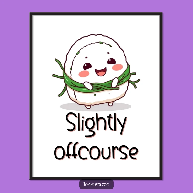 Funny Onigiri Tripping Poster: Adorable Slip Art, Seaweed Humor, Perfect Funny Gift