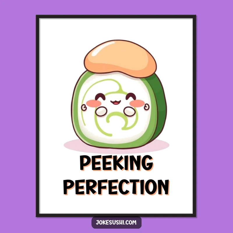 Funny Shy Cucumber Roll Poster: Adorable Wall Art for Sushi Lovers
