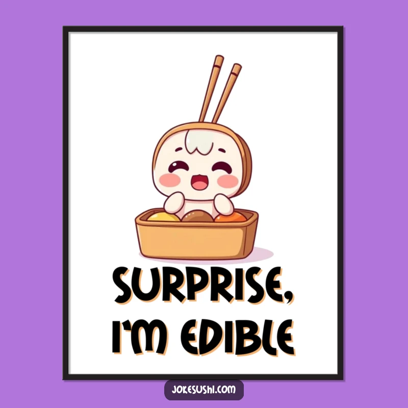 Funny Surprised Bento Box Poster: Hilarious Wall Art for Kitchens & Food Lovers