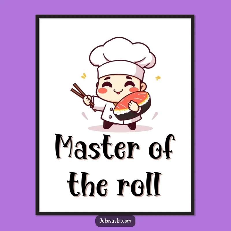 Funny Sushi Chef Art Poster: Decorate with Playful Japanese Food Vibes