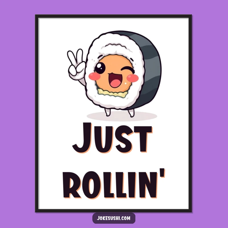 Funny Sushi Roll Peace Sign Poster: Hilarious Wall Art for a Cheerful Vibe