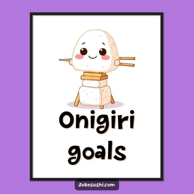 Funny Onigiri Chopstick Tower Poster - Hilarious Wall Art for Foodies