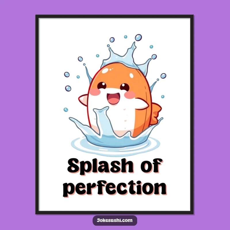 Funny Salmon Nigiri Splash Poster: Add Aquatic Fun to Your Walls!