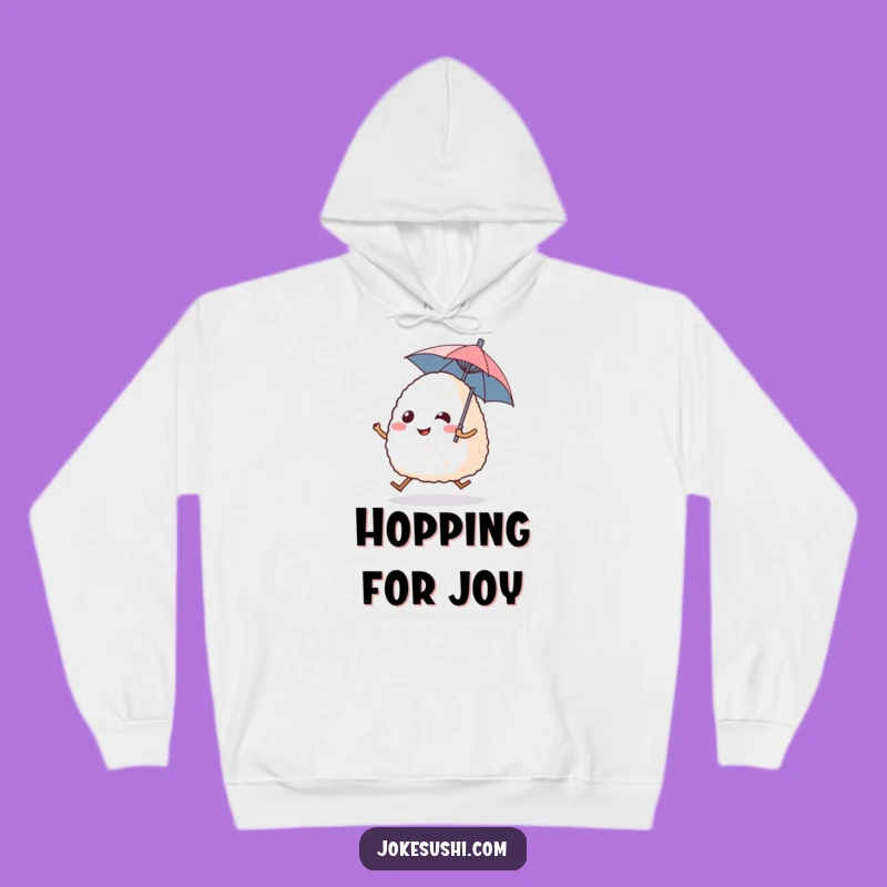 Cozy Funny Onigiri Hoodie - Warm Rice Ball Character with Umbrella