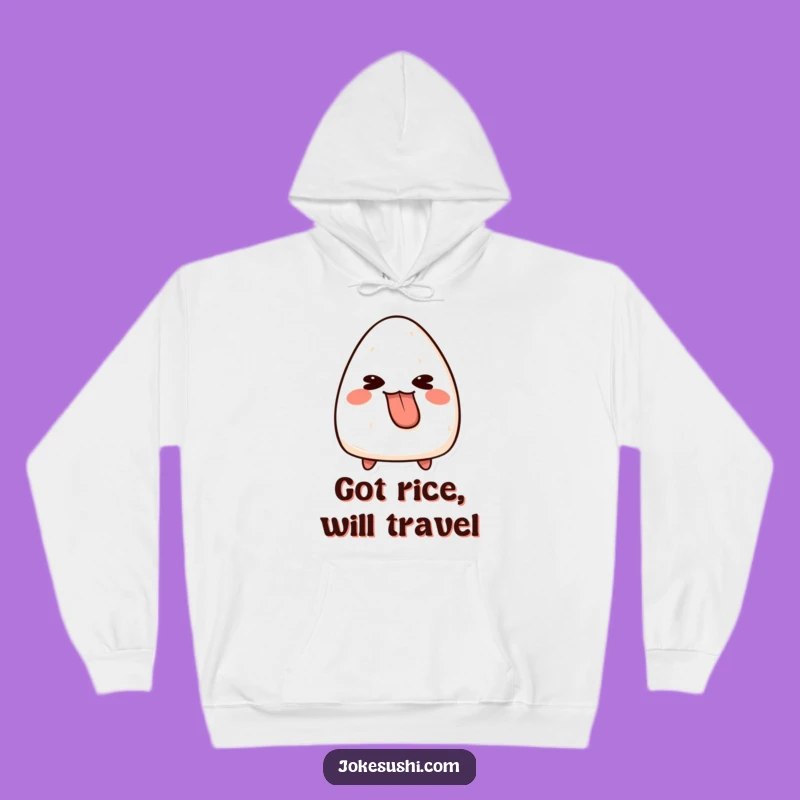 Funny Onigiri Tongue Out Hoodie: Cozy Character Apparel, Perfect Humorous Gift Idea