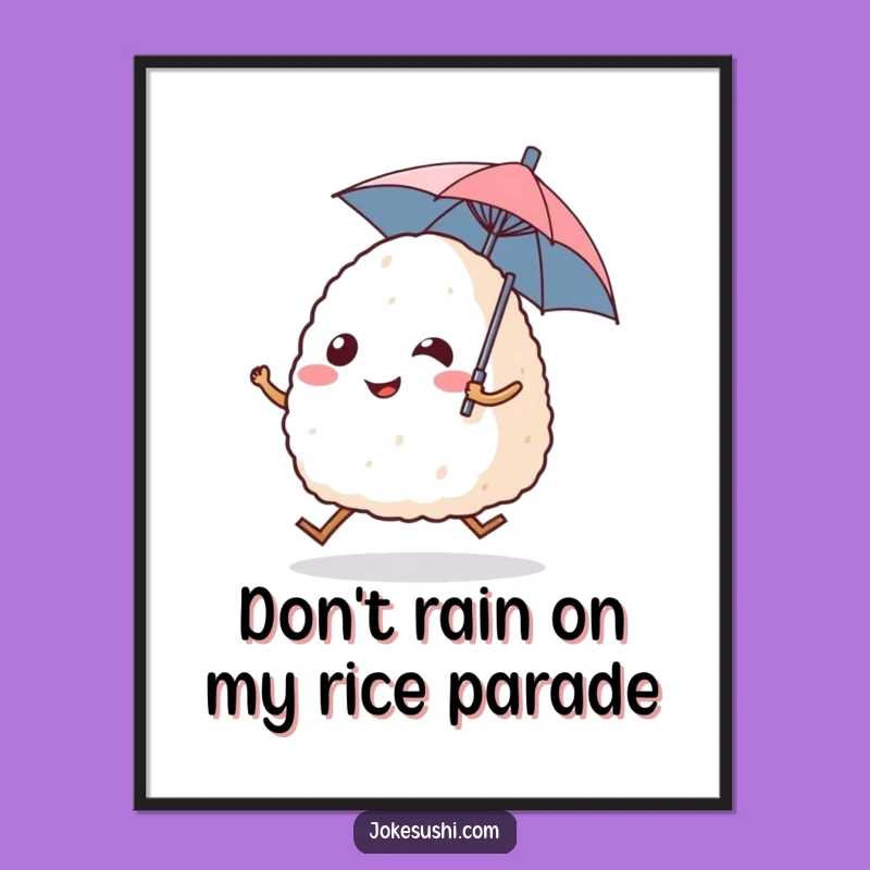 Free Printable Funny Onigiri Wall Art - Excited Rice Ball Hop Decor