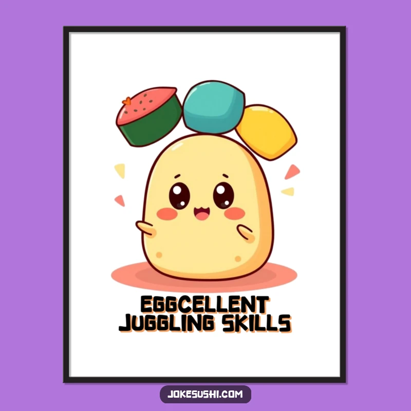 Free Printable Wall Art: Tamagoyaki Juggling Roe - Vibrant Downloadable Decor!